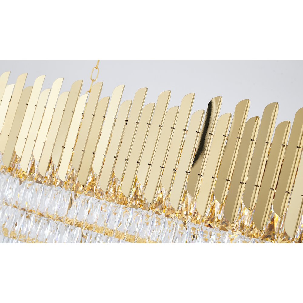 14-Light Gold Stainless Steel Chandelier With Clear Crystal Accents. Picture 4