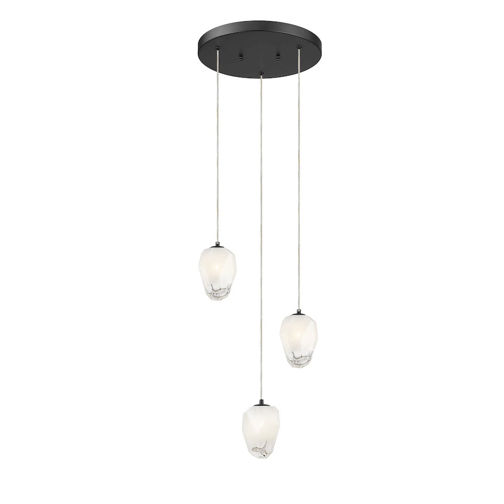 3-Light Black Chandelier With White Glass Shades. Picture 2