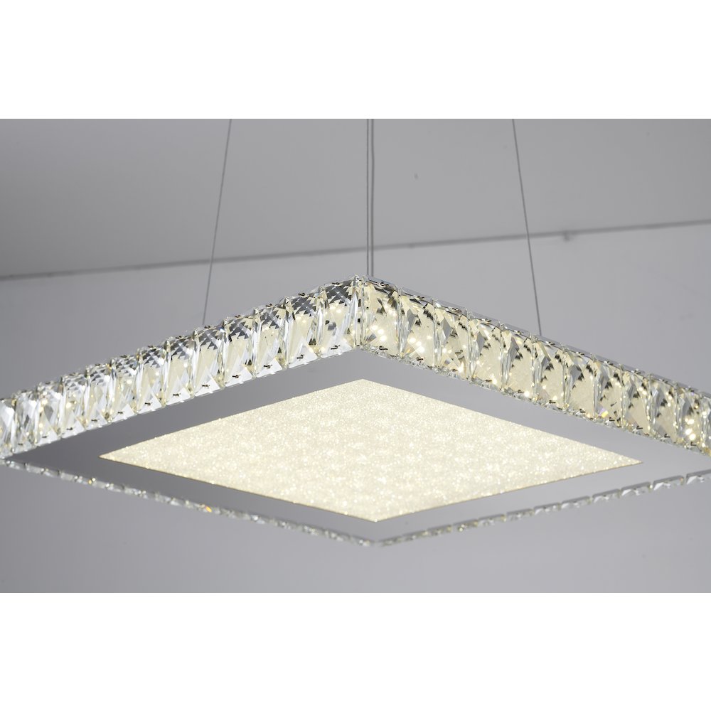 1-Light Chrome Dimmable LED Chandelier With Clear Crystals And A Diffuser. Picture 2