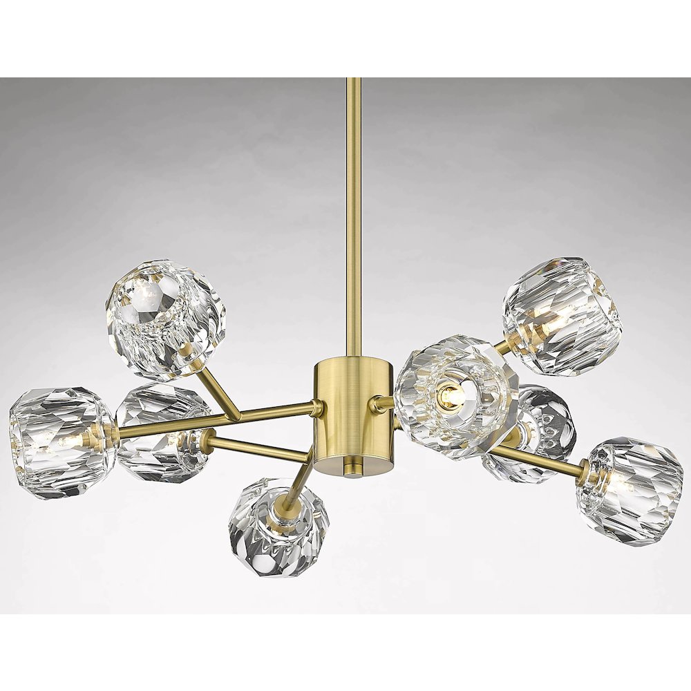 8-Light Gold Chandelier With Clear Crystal Shades. Picture 3