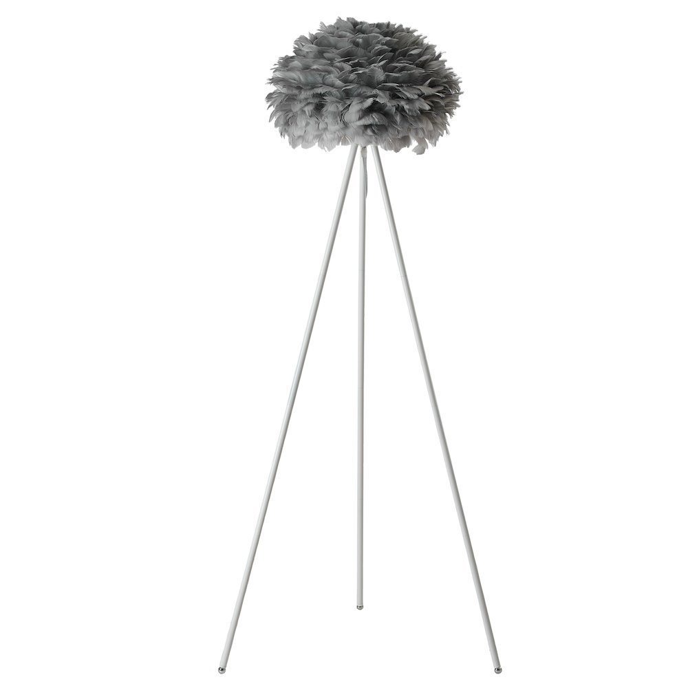 1-Light Grey Goose Feather Ball Floor Lamp With A White Iron Frame. Picture 2