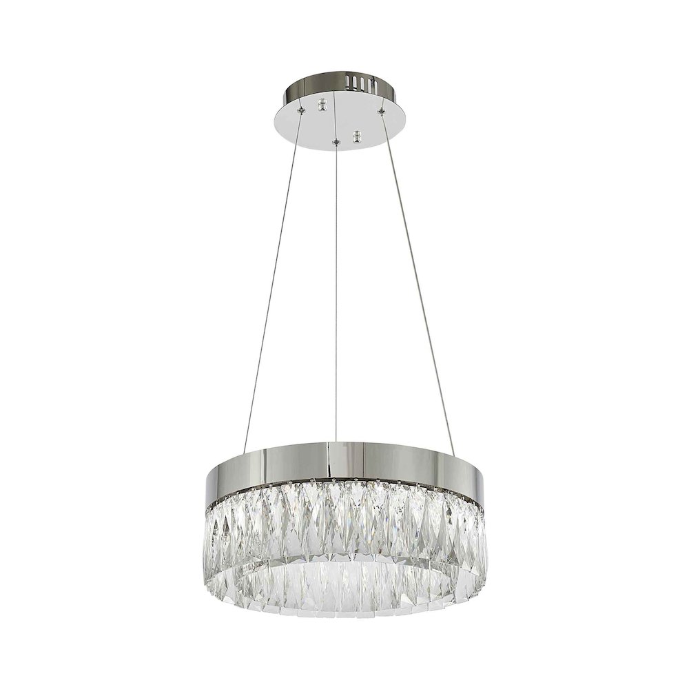 1-Light Chrome LED Chandelier With Clear Crystal Accents. Picture 2
