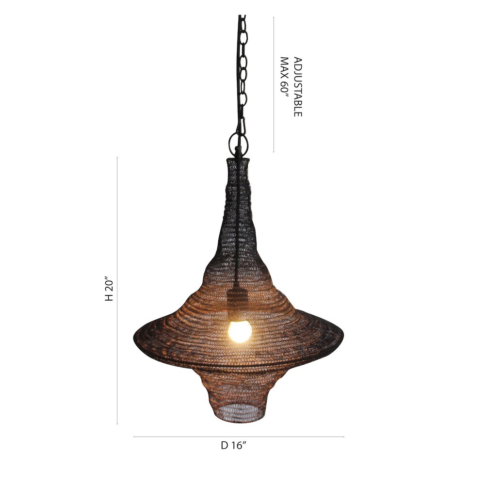 1-Light Satin Black Pendant With A Chain Basket Shade. Picture 6