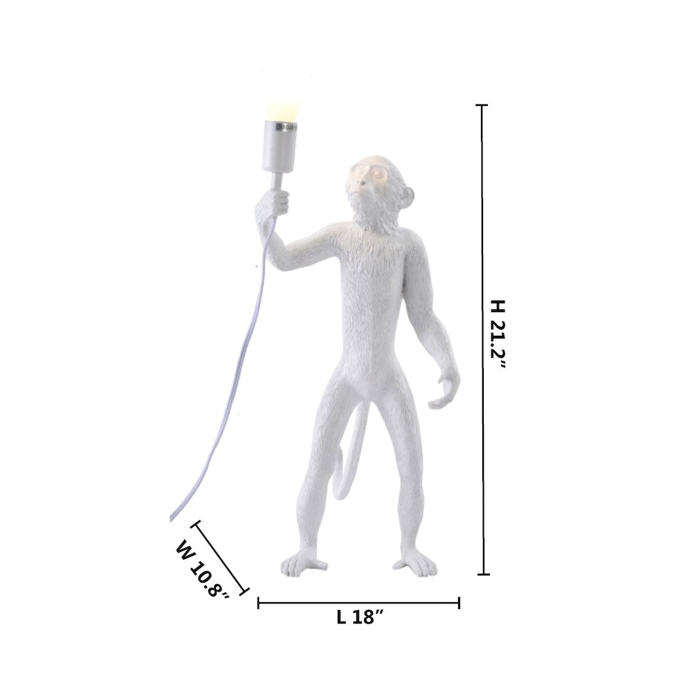 1-Light White Standing Resin Monkey Table Lamp. Picture 4