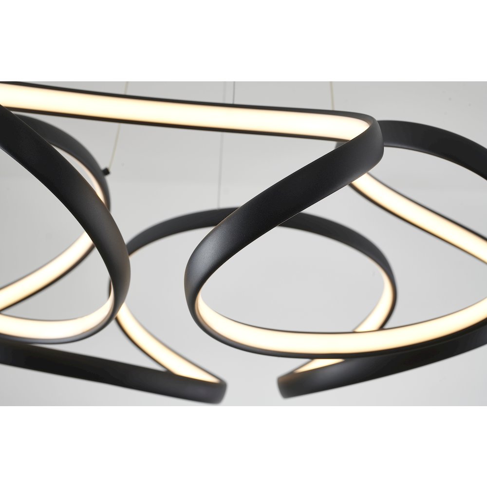 5-Light Matte Black LED Chandelier With White Acrylic Diffusers. Picture 3