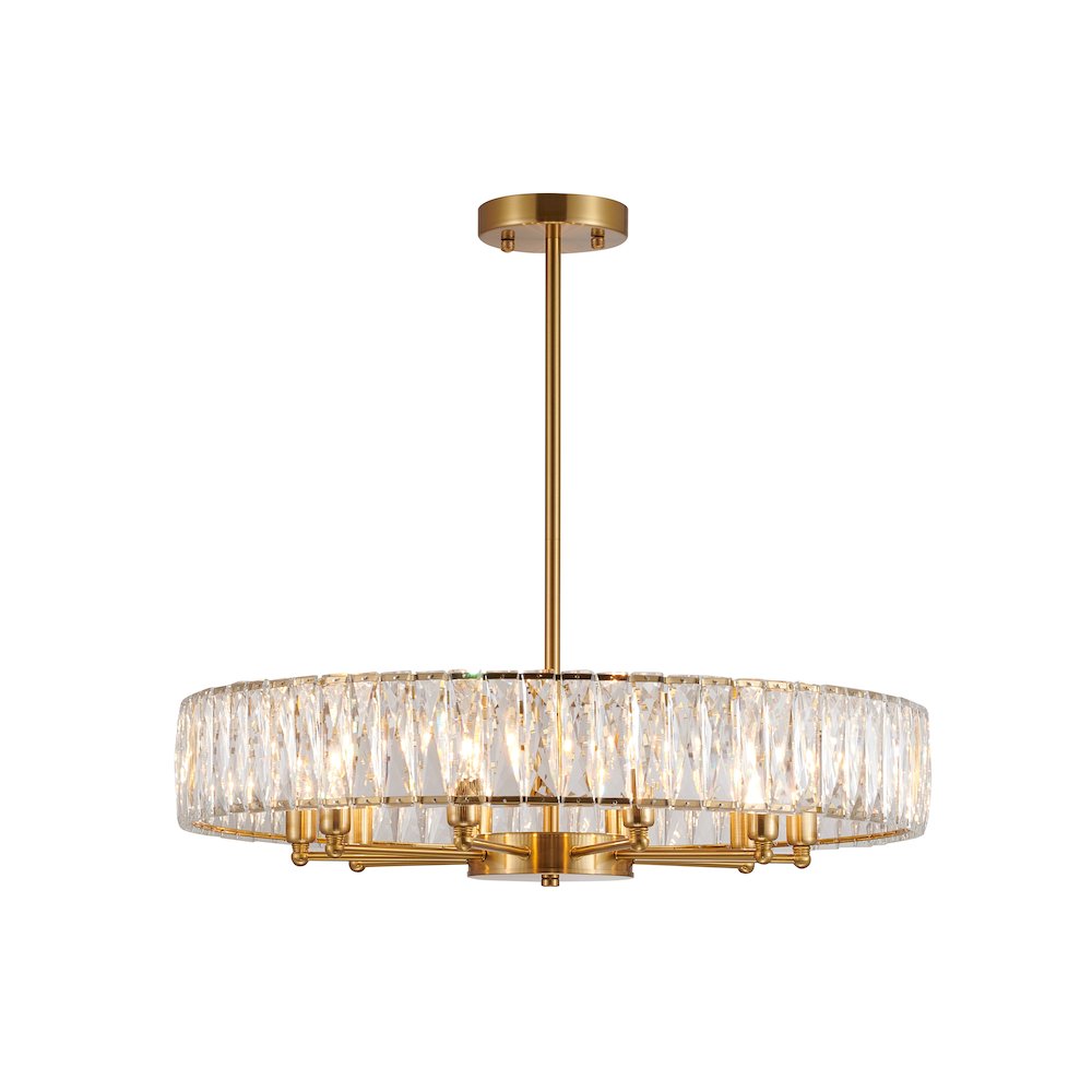 10-Light Gold Chandelier With Clear Crystals. Picture 1