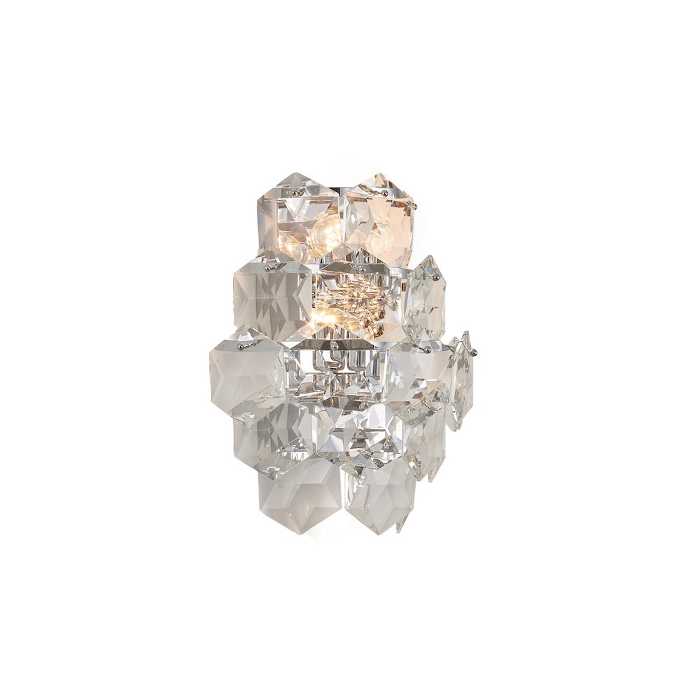 3-Light Chrome Wall Sconce With Clear Crystals. Picture 1