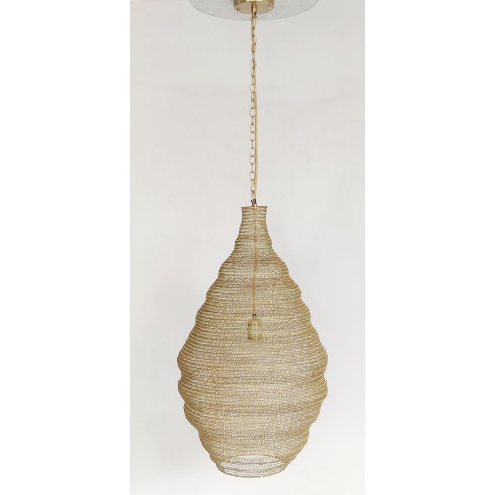 1-Light Gold Pendant With A Chain Basket Shade. Picture 2