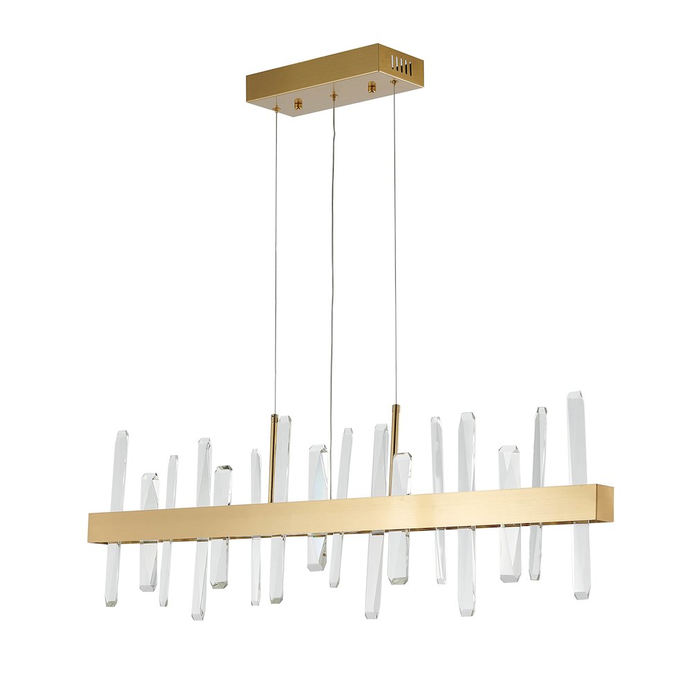 1-Light Gold Stainless Steel LED Chandelier With Clear Crystals. Picture 3