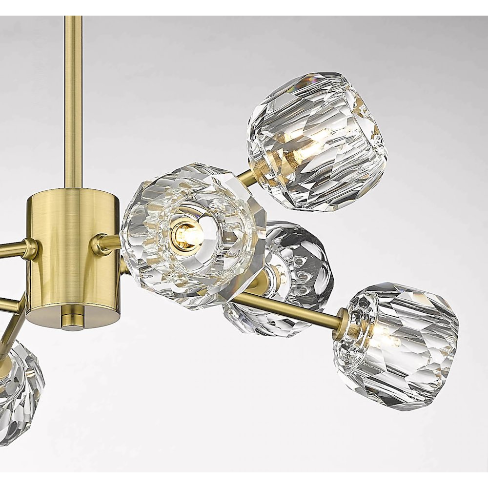 8-Light Gold Chandelier With Clear Crystal Shades. Picture 5