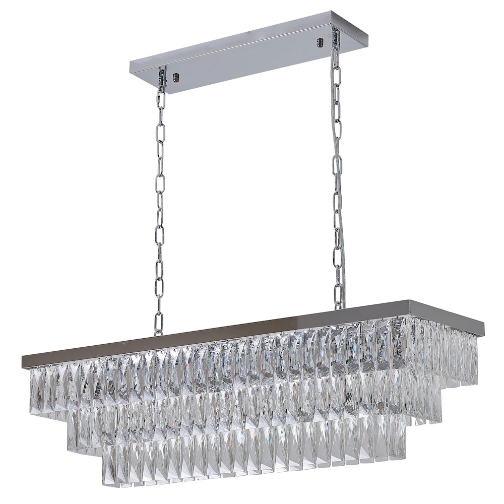 12-Light Chrome Metal Chandelier With Clear Crystal. Picture 3