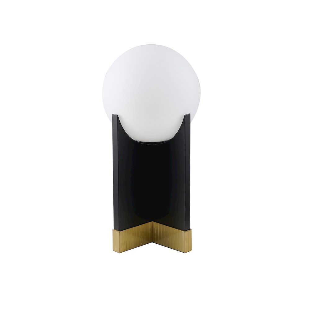 1-Light Table Lamp With A Stain Brass Base, Black Iron Body. Picture 2