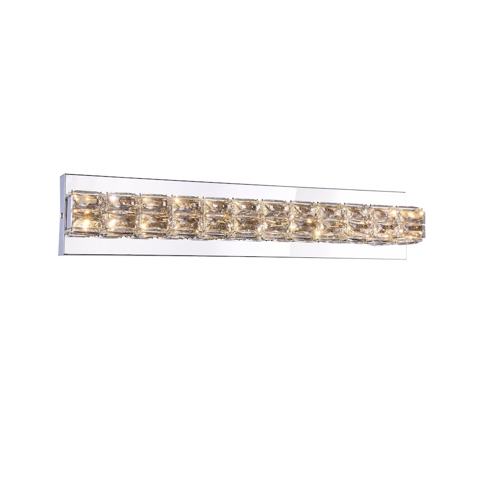 1-Light Chrome Wall Sconce With Clear Crystal Accents. Picture 1