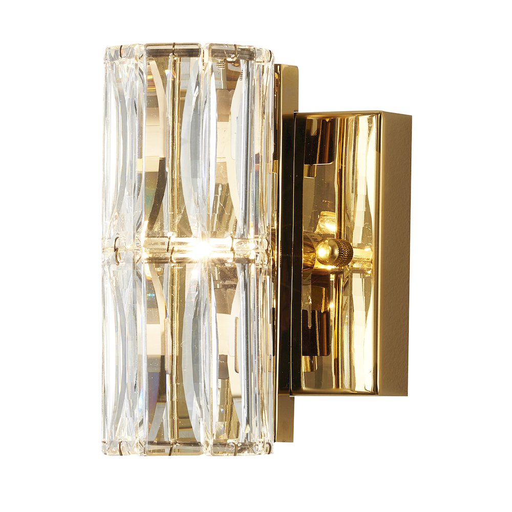 1-Light Gold Wall Sconce With Clear Crystals. Picture 1
