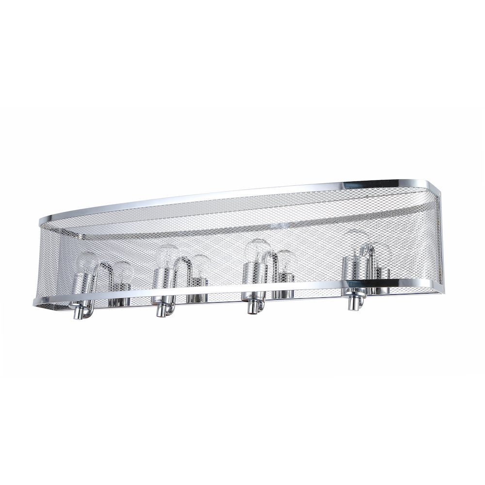 4-Light Chrome Wall Sconce With A Metal Mesh Shade. Picture 2
