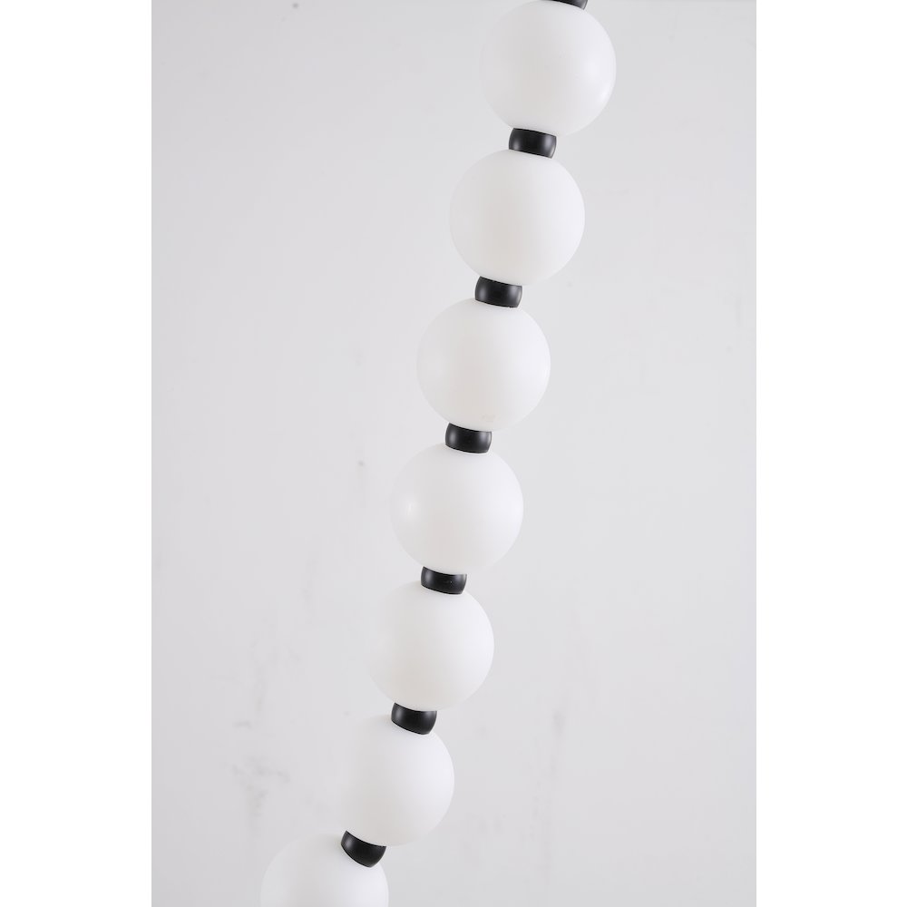 30-Light Black LED Chandelier With White Acrylic Ball Shades. Picture 4