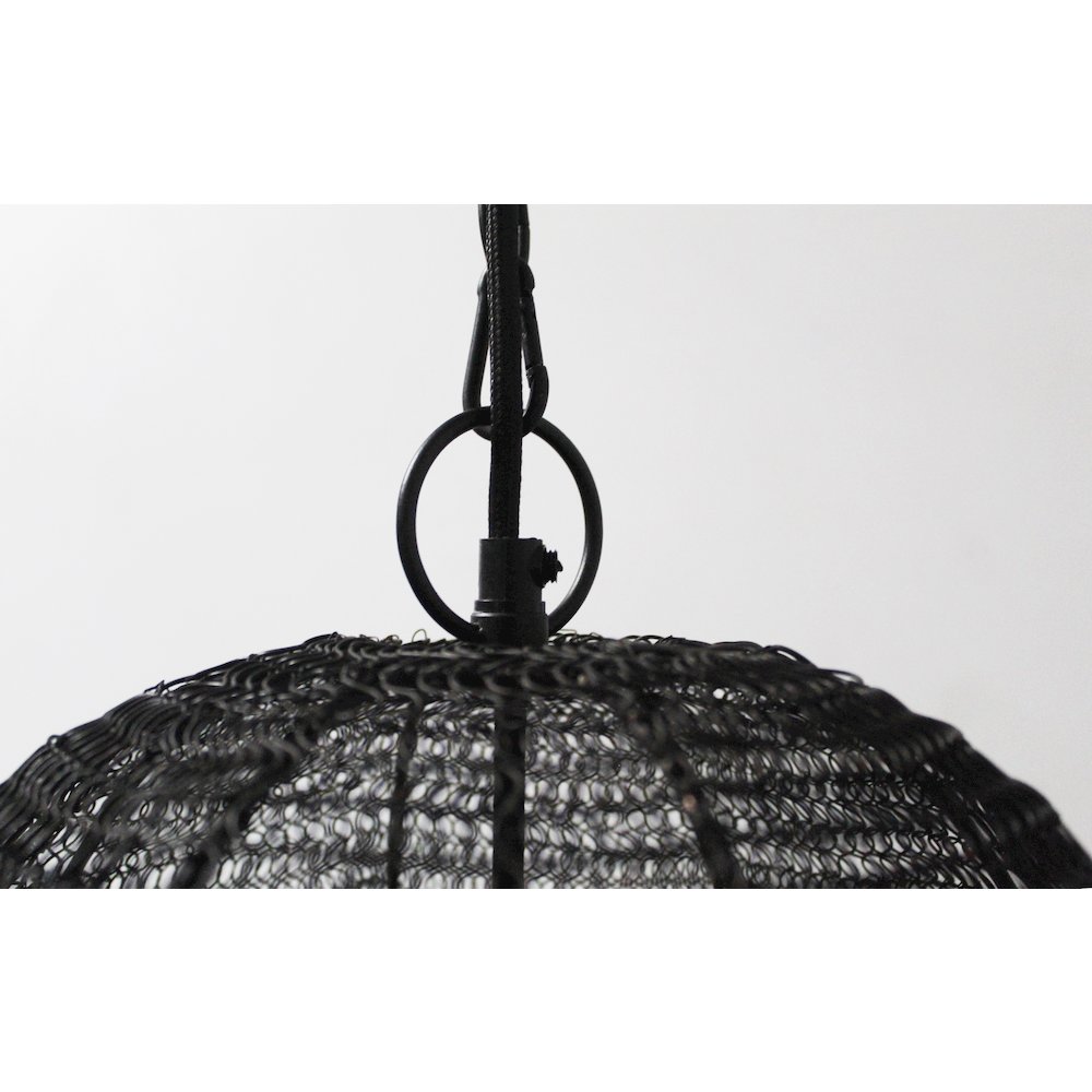 1-Light Satin Black Pendant With A Chain Basket Shade. Picture 3