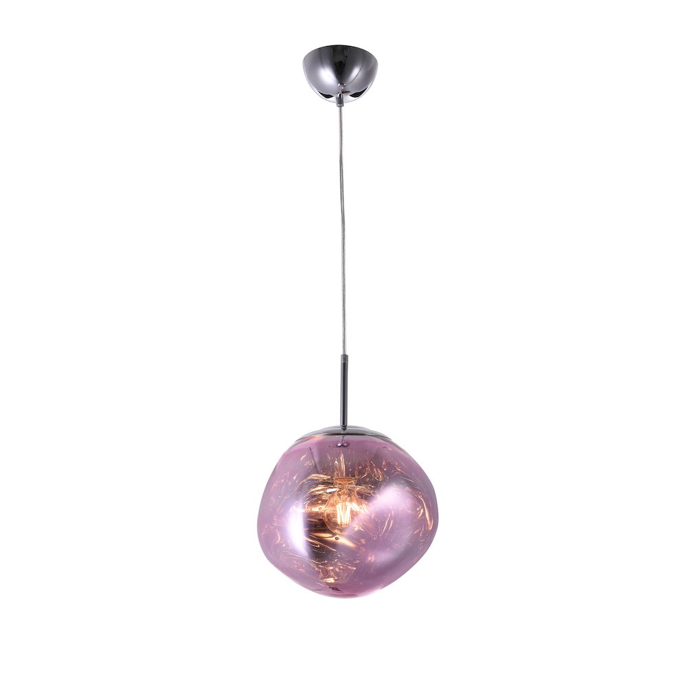 1-Light Chrome Pendant With A Pink Acrylic Shade. Picture 1