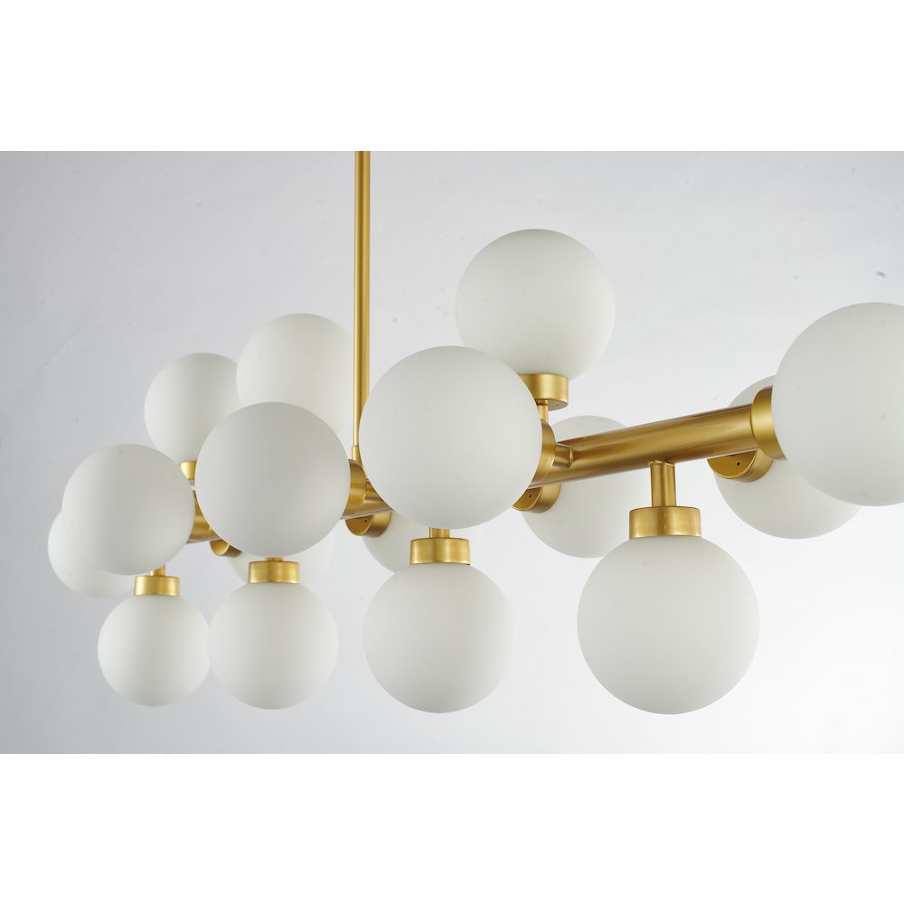 16-Light Gold Metal Chandelier With Milk White Glass Shades. Picture 4