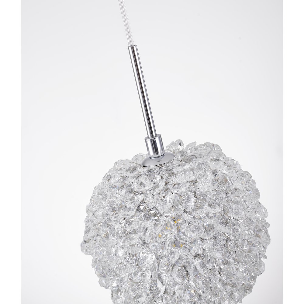1-Light Chrome Steel Single Pendant With Clear Crystal Beaded Ball. Picture 5