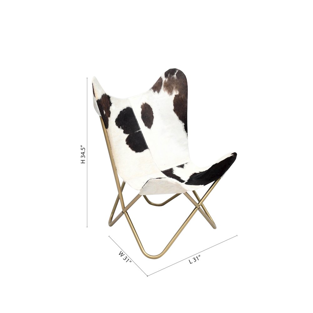 Gold Stainless Steel Chair With Black And White Hairline Leather. Picture 5