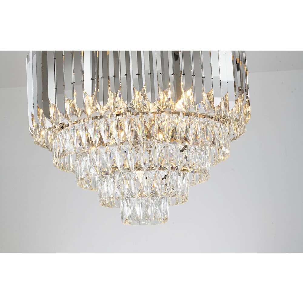11-Light Chrome Stainless Steel Chandelier With Clear Crystals. Picture 3
