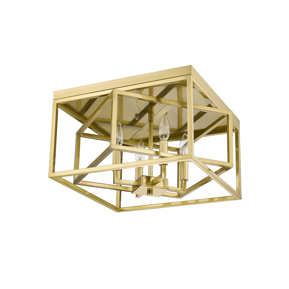 4-Light Gold Interlocked Box Flush Mount. Picture 3