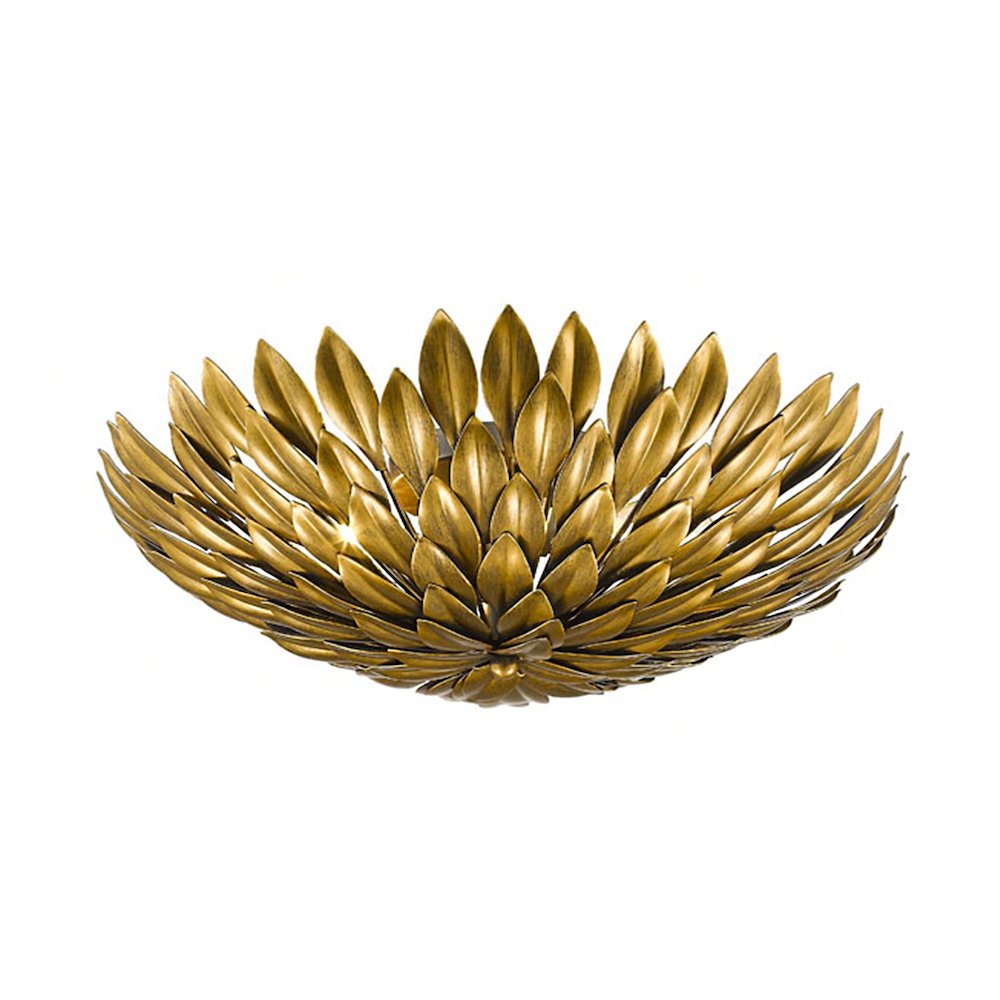 3-Light Gold Leaf Petal Flush Mount. Picture 1