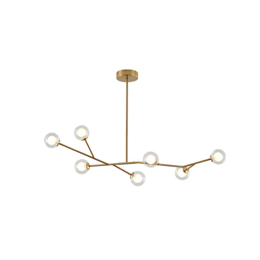 Chandelier  Brass Steel & Glass. Picture 1