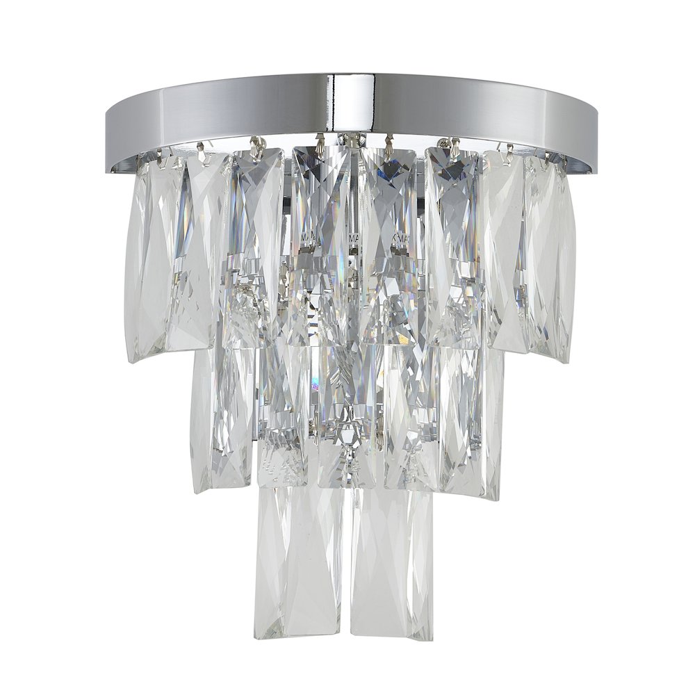 1-Light Chrome Wall Sconce With Clear Hanging Crystals. Picture 2