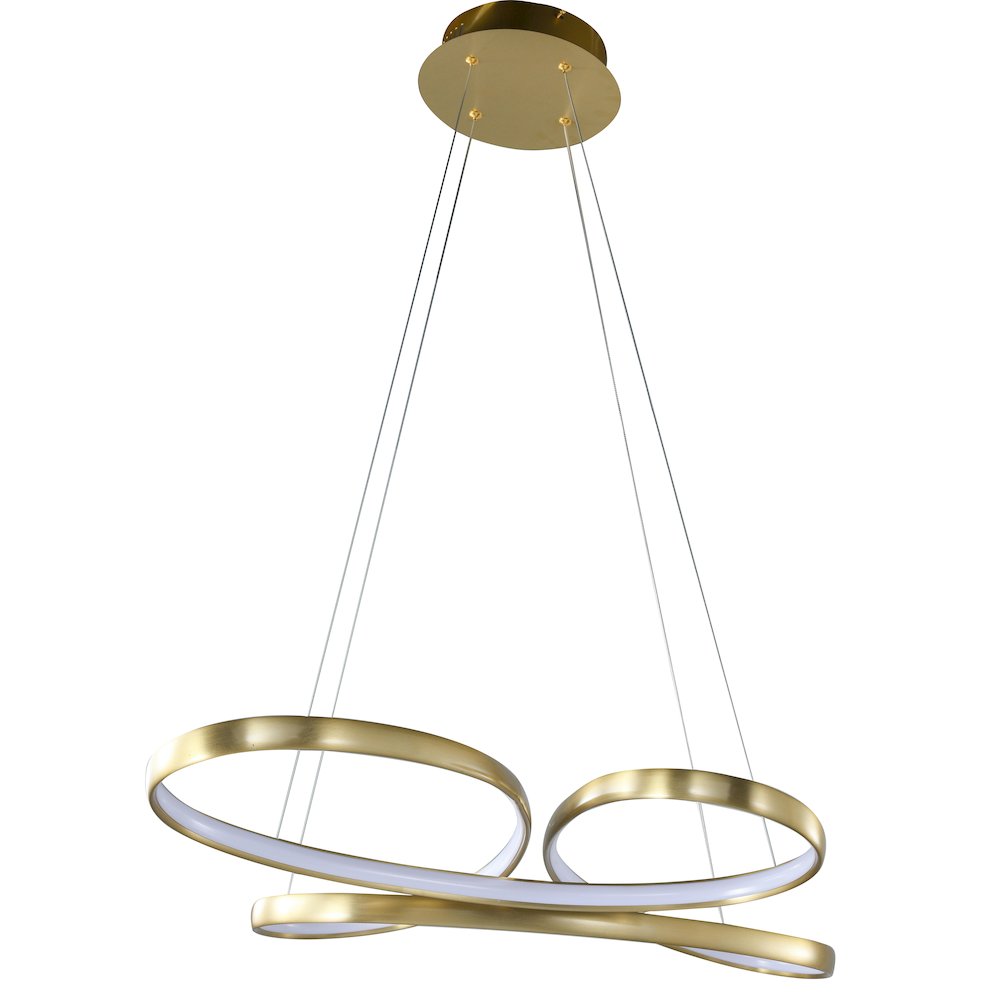 3-Light Dimmable Gold LED Chandelier With White Acrylic Diffusers. Picture 2
