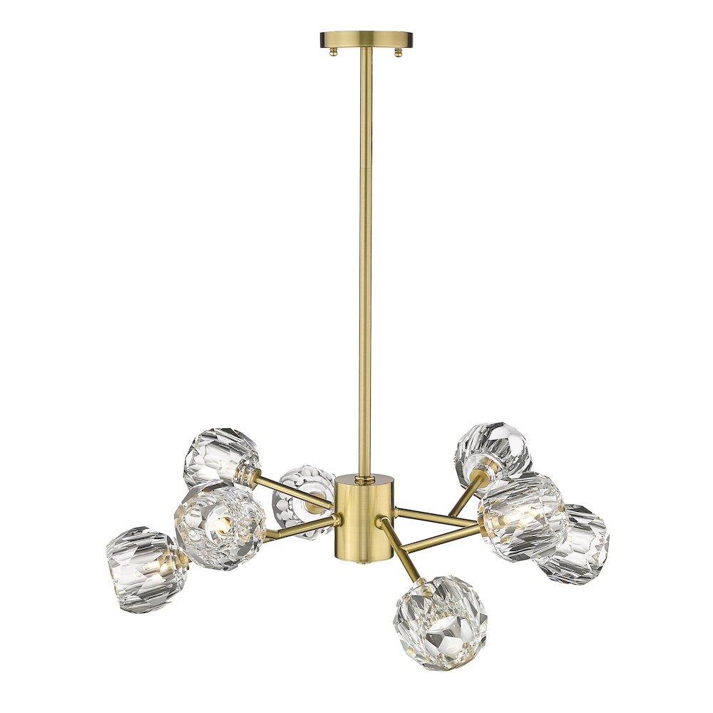 8-Light Gold Chandelier With Clear Crystal Shades. Picture 1