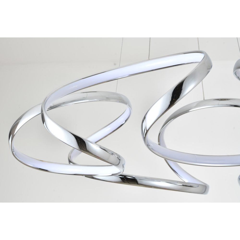 4-Light Dimmable Chrome LED Chandelier With White Acrylic Diffusers. Picture 3