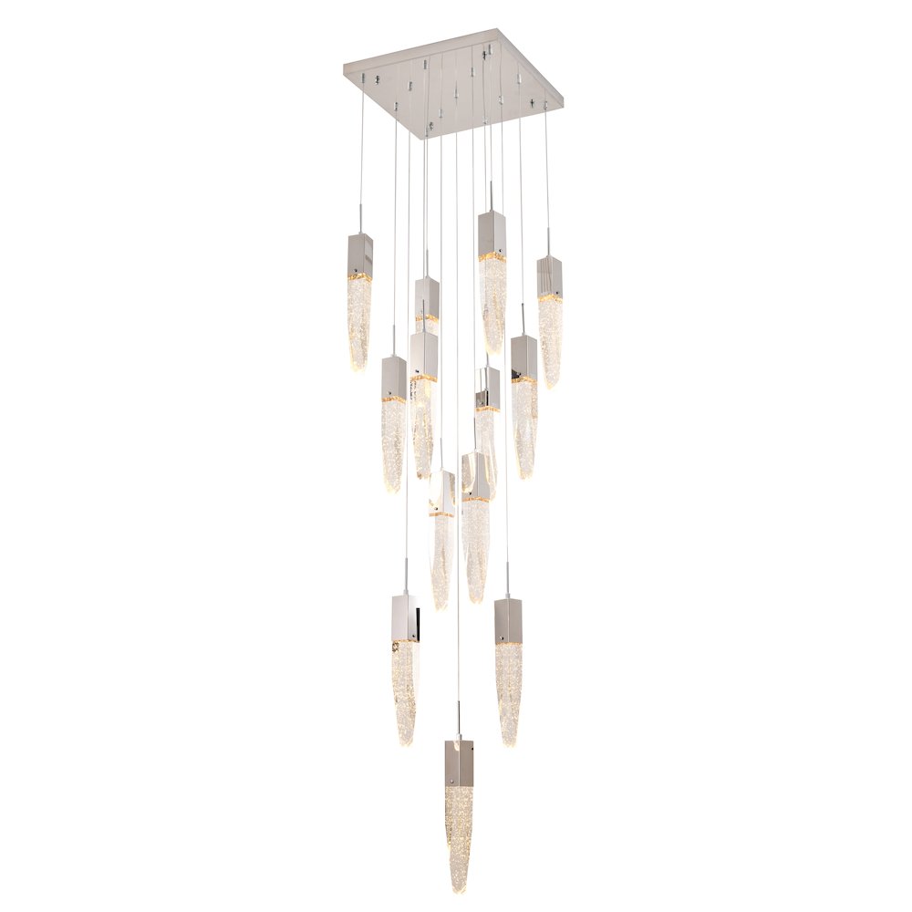 13-Light Chrome Chandelier With A Clear iceberg bubble Crystal. Picture 1