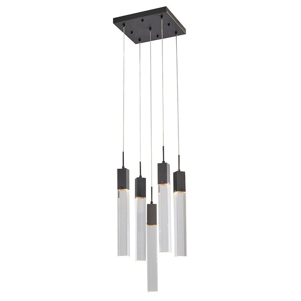 5-Light Matte Black Chandelier With A Clear Crystal. Picture 1