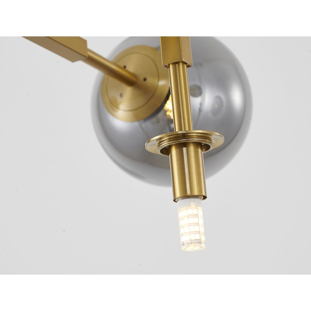 5-Light Gold Chandelier With Smoke Glass Shades. Picture 5