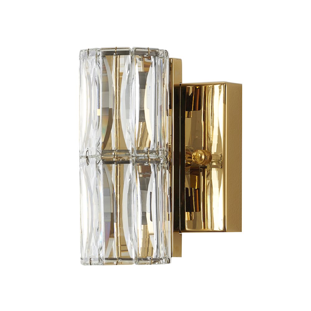 1-Light Gold Wall Sconce With Clear Crystals. Picture 2