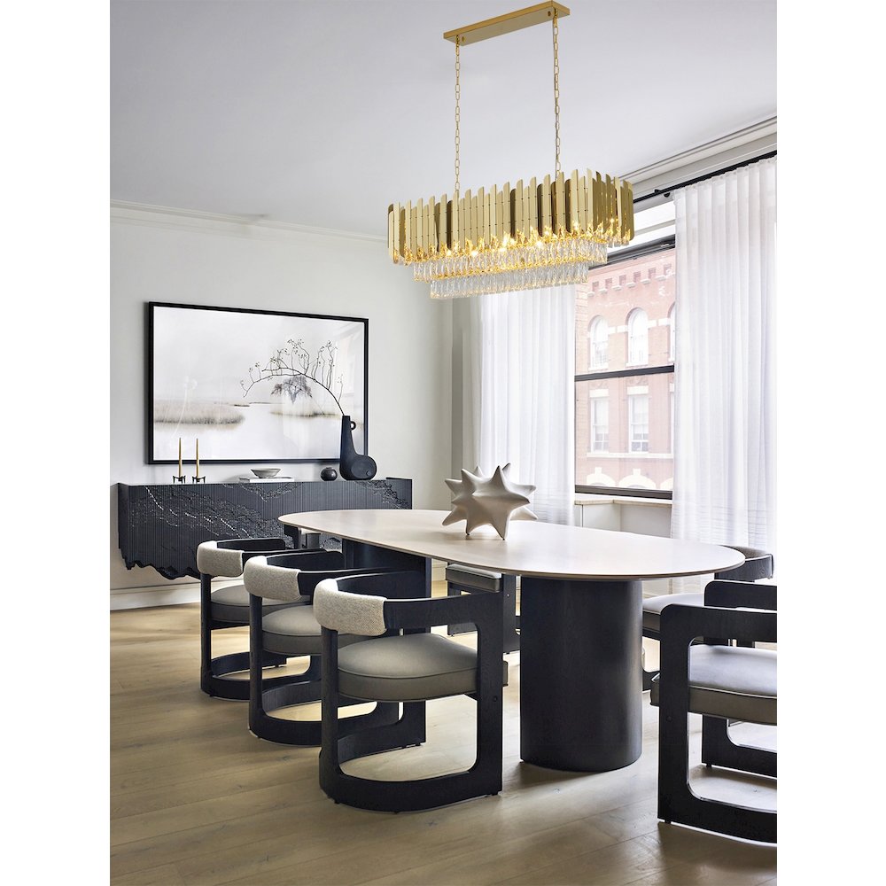 12-Light Gold Stainless Steel Chandelier With Clear Crystal Accents. Picture 11