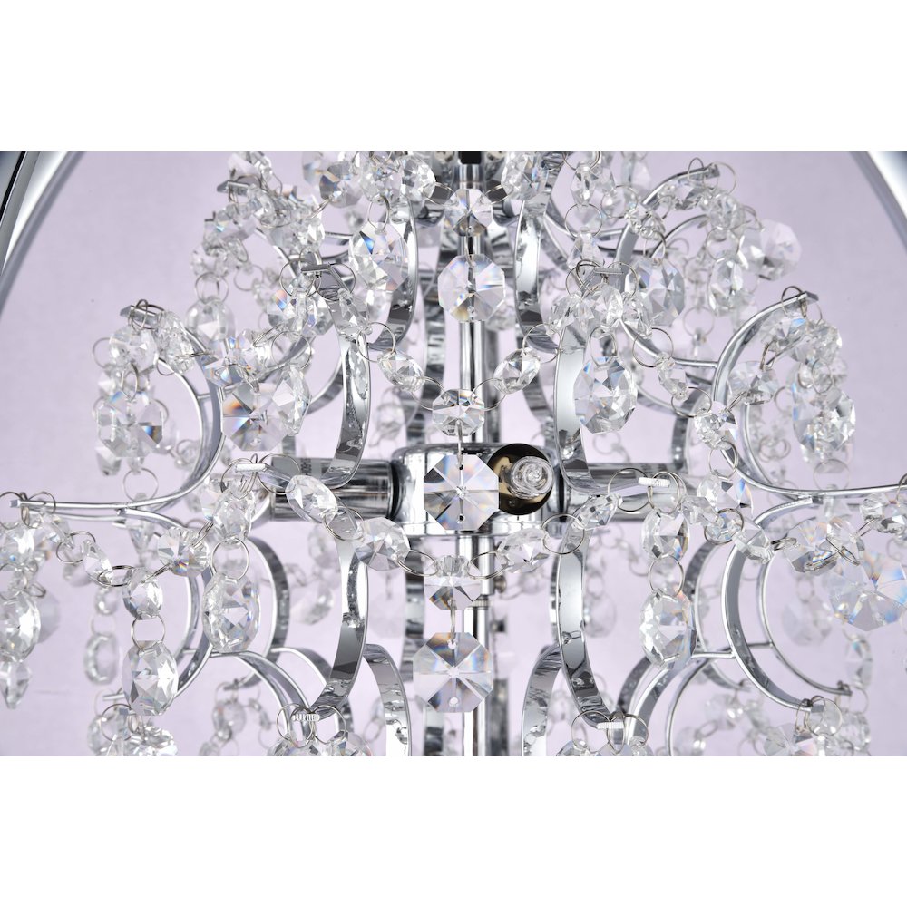 4-Light Chrome Metal Chandelier With Clear Crystals. Picture 3
