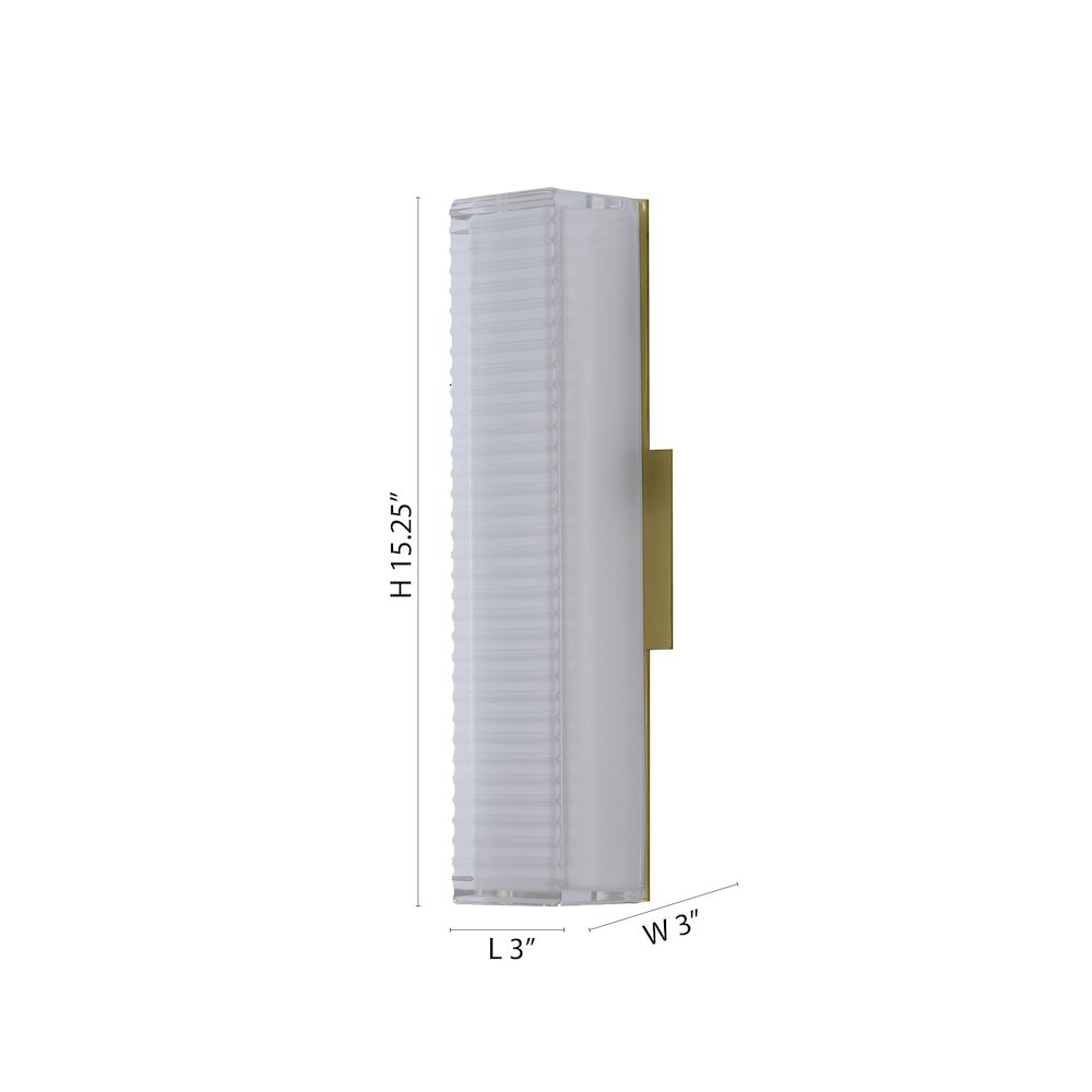 1-Light Matte Brass LED Wall Sconce With A Clear Frosted Glass Shade. Picture 8