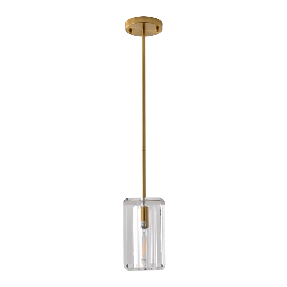 1-Light Copper Single Pendant With A Clear Crystal Shade. Picture 2