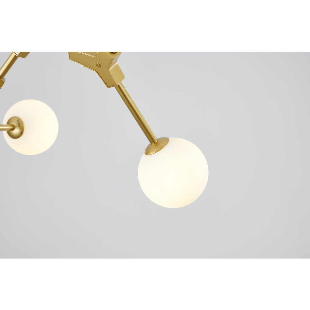 6-Light Gold Chandelier With White Glass Shades. Picture 5