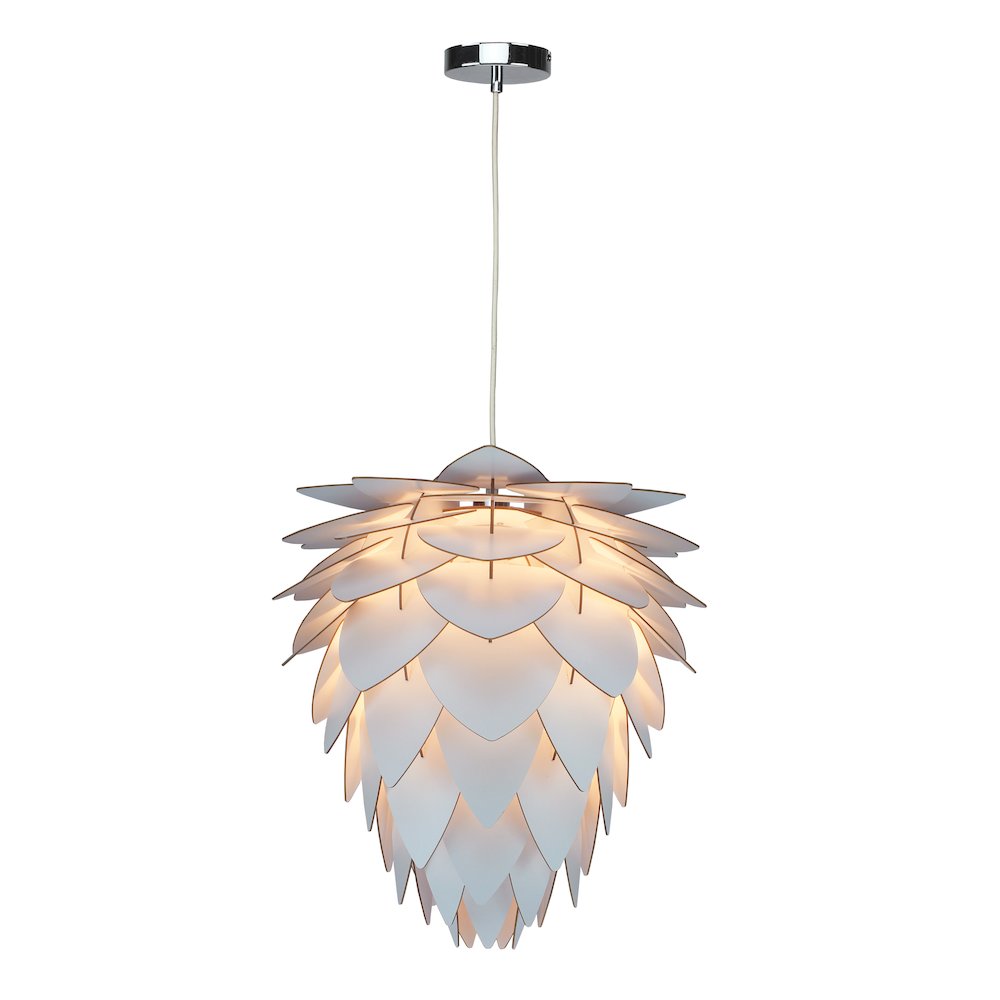 1-Light White Wood Artichoke Chandelier. Picture 1