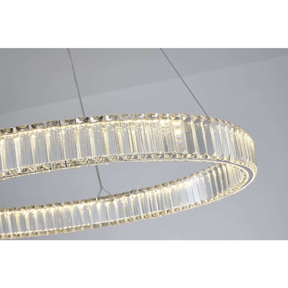 1-Light Chrome Steel LED Chandelier With Crystals. Picture 3