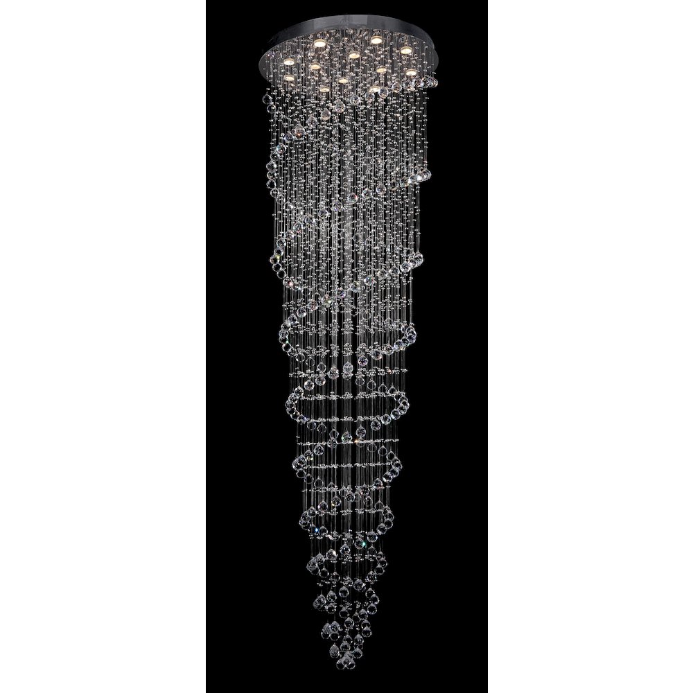 9-Light Chrome Chandelier With Clear Crystals. Picture 1