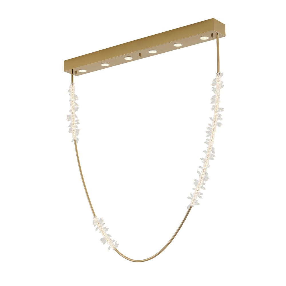9-Light Gold LED Chandelier With Clear Crystal Details. Picture 1