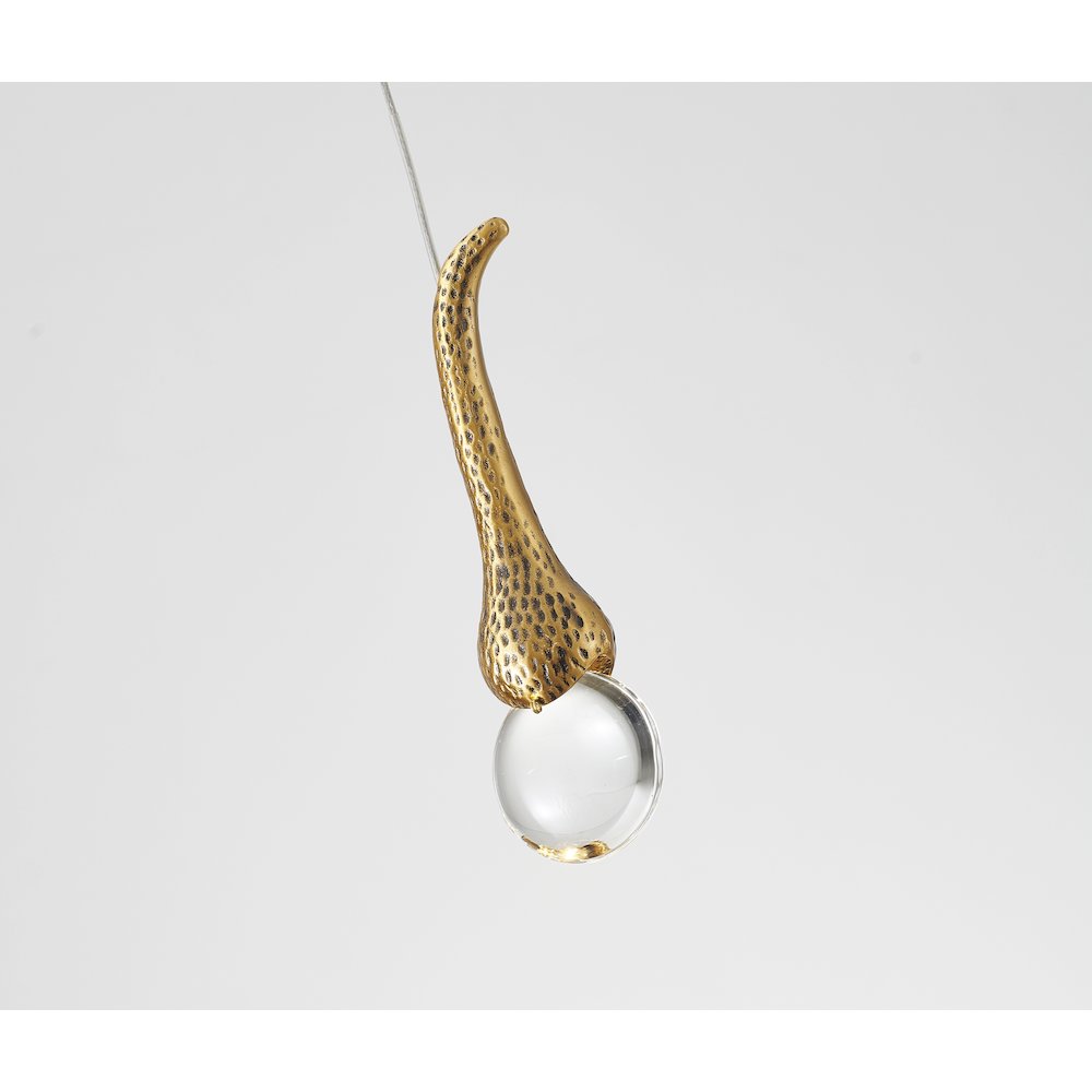 1-Light Gold LED Single Pendant With A Clear Crystal Accent. Picture 4