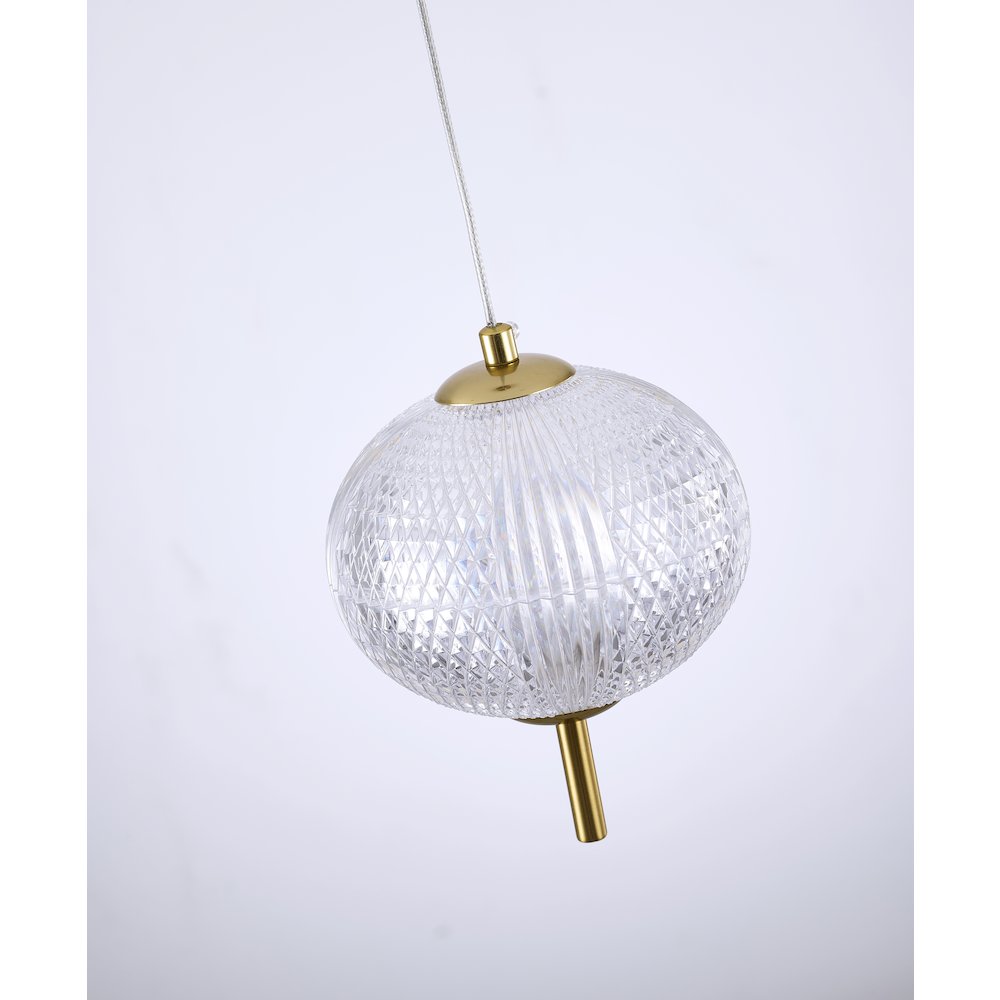 1-Light Brass Dimmable LED Single Pendant With A Clear PC Shade. Picture 7