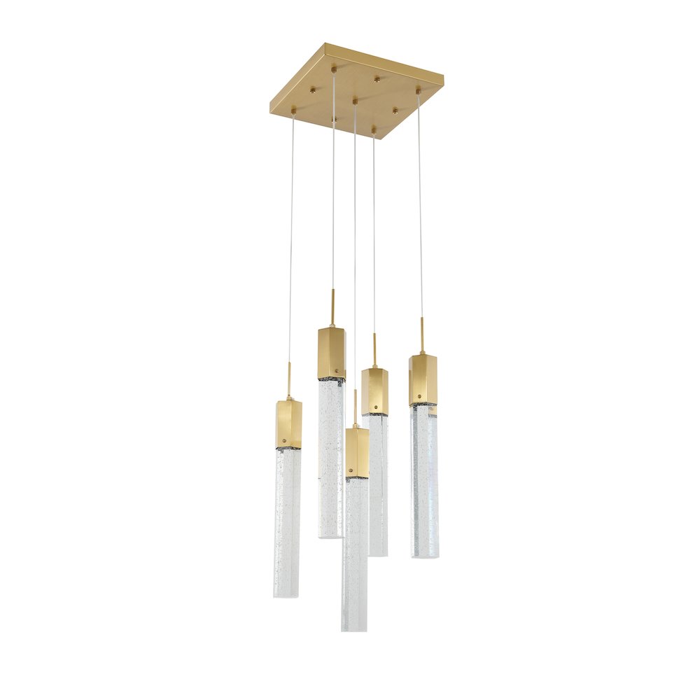 5-Light Gold Chandelier With A clear bubble Crystal. Picture 2