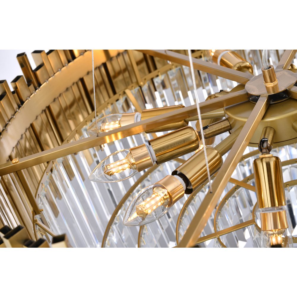 8-Light Gold Stainless Steel Chandelier With Clear Crystals. Picture 3
